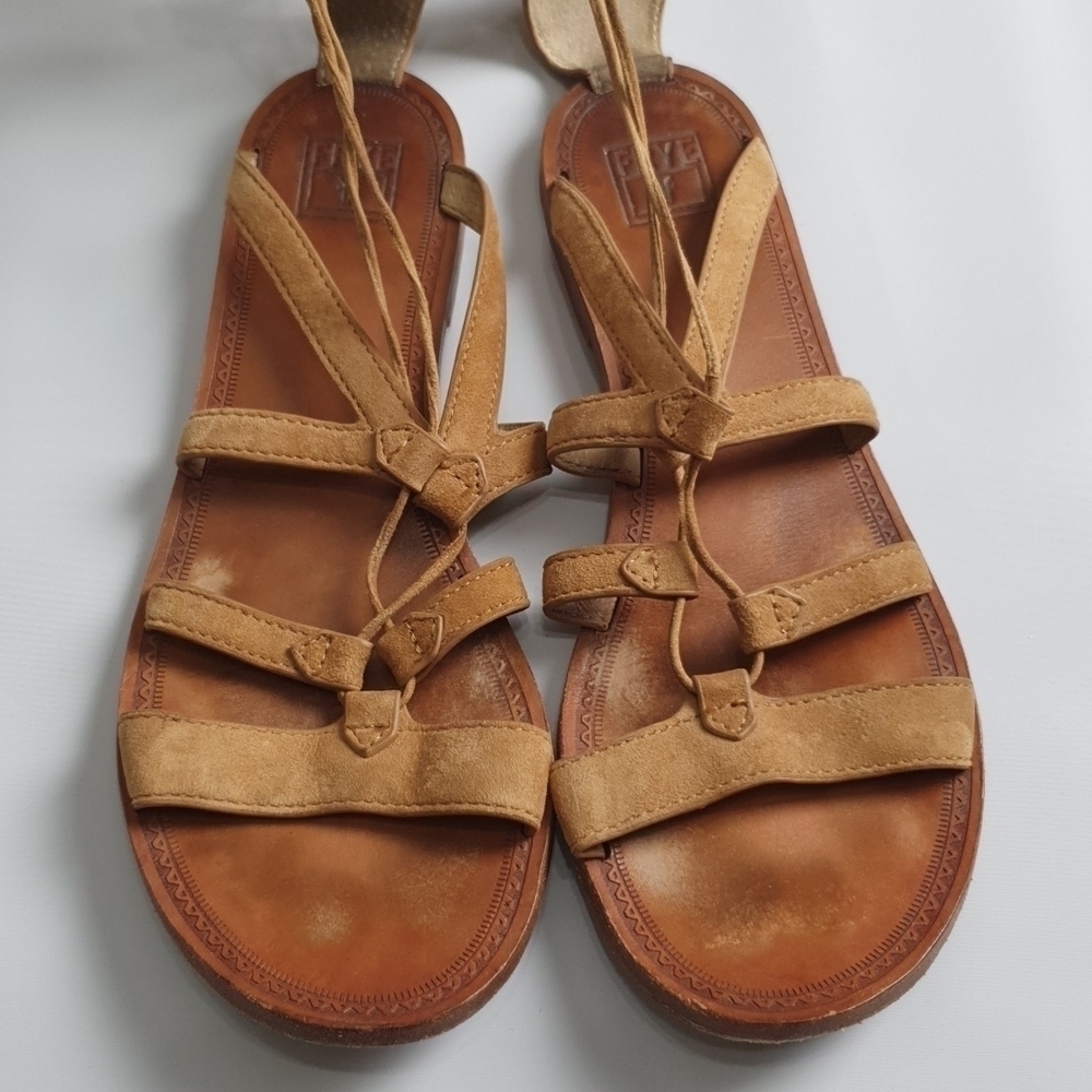Frye Ruth Suede Short Gladiator  Tan Sandals - Picture 4 of 11